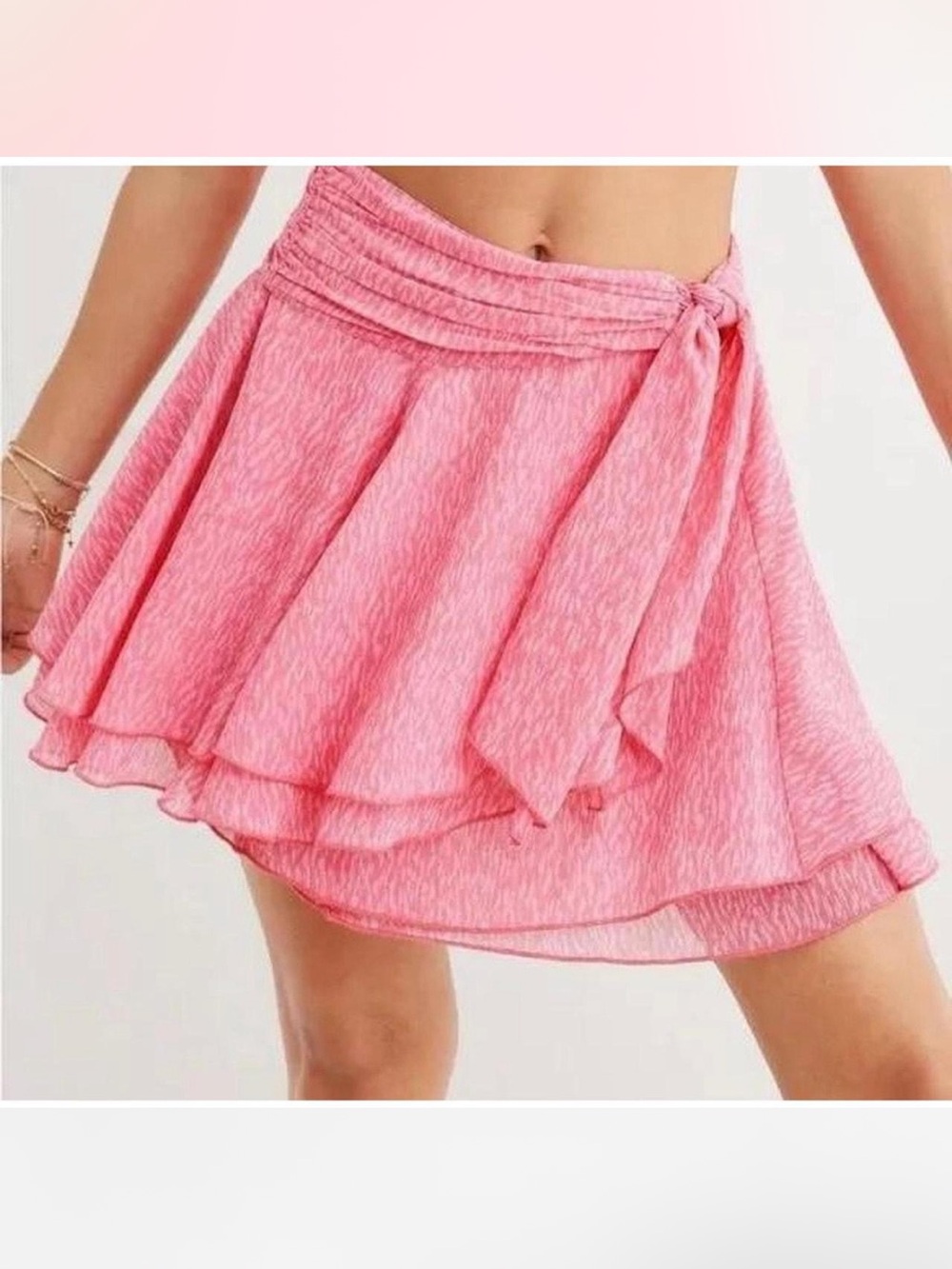 aerie Pink Layered Tie-Waist Skirt